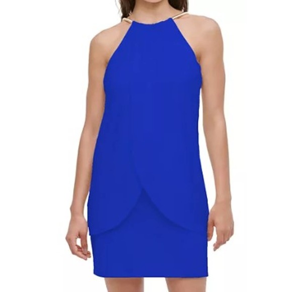 Kensie Dresses & Skirts - KENSIE SZ 10 royal blue Draped Snake-Chain Sleeveless Halter Mini Dress NWT B104